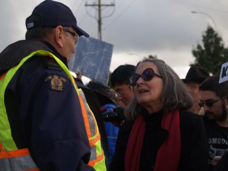 Lawyers Against the War spokeswoman Gail Davidson at an anti-Bush rally in Surrey, B.C. Photo by David P. Ball