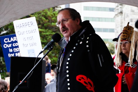 Coastal First Nations executive director Art Sterritt speaks at a Defend Our Coast rally in 2012. Photo by David P. Ballf