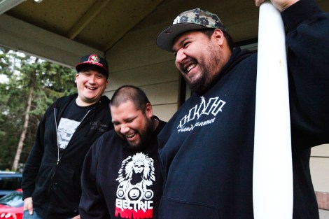 A Tribe Called Red, from left: DJ NDN, DJ Shub, and Bear Witness. Photo by David P. Ball